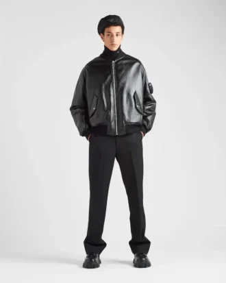 Chaqueta bomber de piel napa