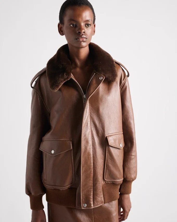 Chaqueta bomber de piel napa Chaqueta bomber de piel napa