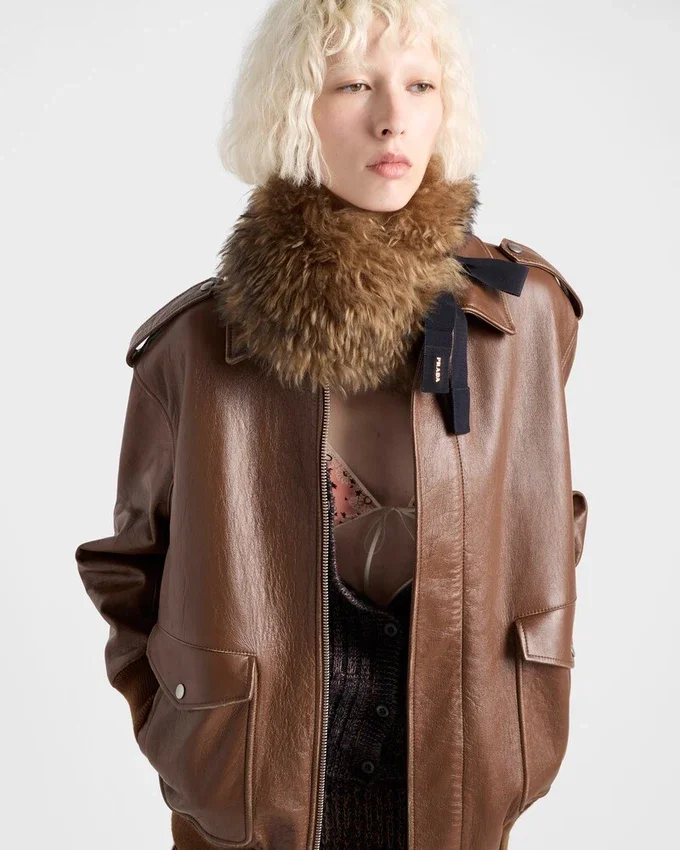 Chaqueta bomber de piel napa Chaqueta bomber de piel napa