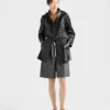 Chaqueta Caban con capucha de piel de napa y tejido Chaqueta Caban con capucha de piel de napa y tejido
