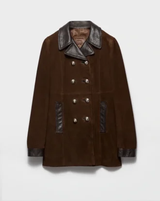 Chaqueta Caban de ante de doble botonadura