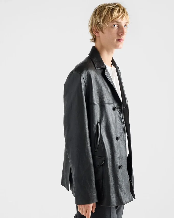 Chaqueta Caban de piel de napa con doble botonadura Chaqueta Caban de piel de napa con doble botonadura