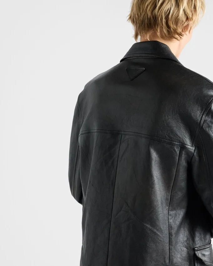 Chaqueta Caban de piel de napa con doble botonadura Chaqueta Caban de piel de napa con doble botonadura