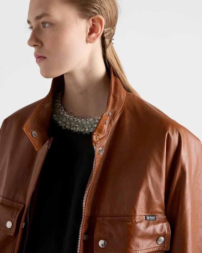 Chaqueta Caban de piel envejecida Chaqueta Caban de piel envejecida