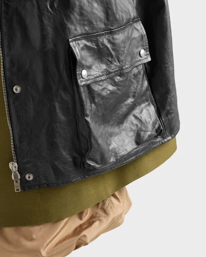 Chaqueta Caban de piel envejecida Chaqueta Caban de piel envejecida