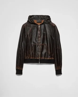 Chaqueta con capucha de piel de napa