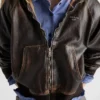 Chaqueta con capucha de piel napa Chaqueta con capucha de piel napa