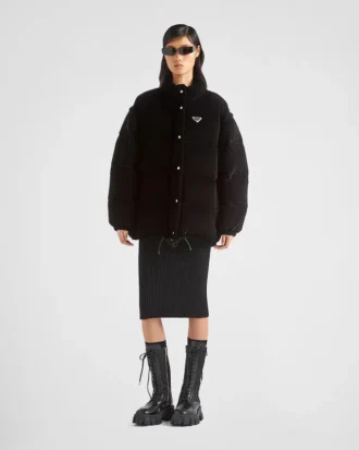 Chaqueta convertible de terciopelo y plumón