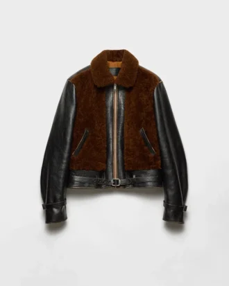 Chaqueta de cuero y piel de oveja