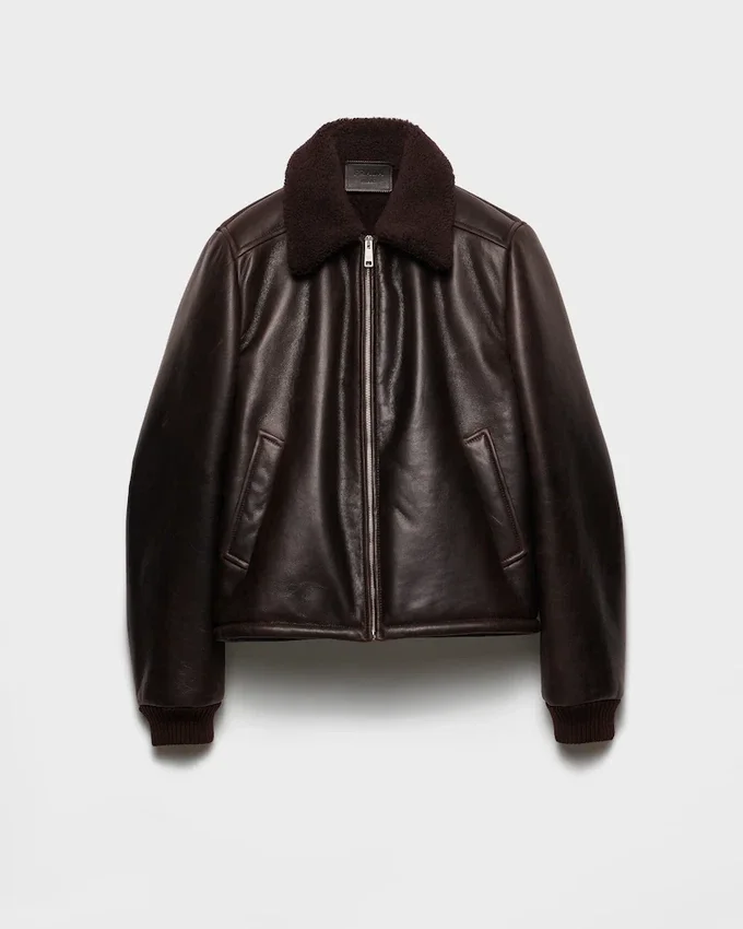 Chaqueta de cuero y piel de oveja Chaqueta de cuero y piel de oveja