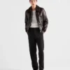 Chaqueta de cuero y piel de oveja Chaqueta de cuero y piel de oveja
