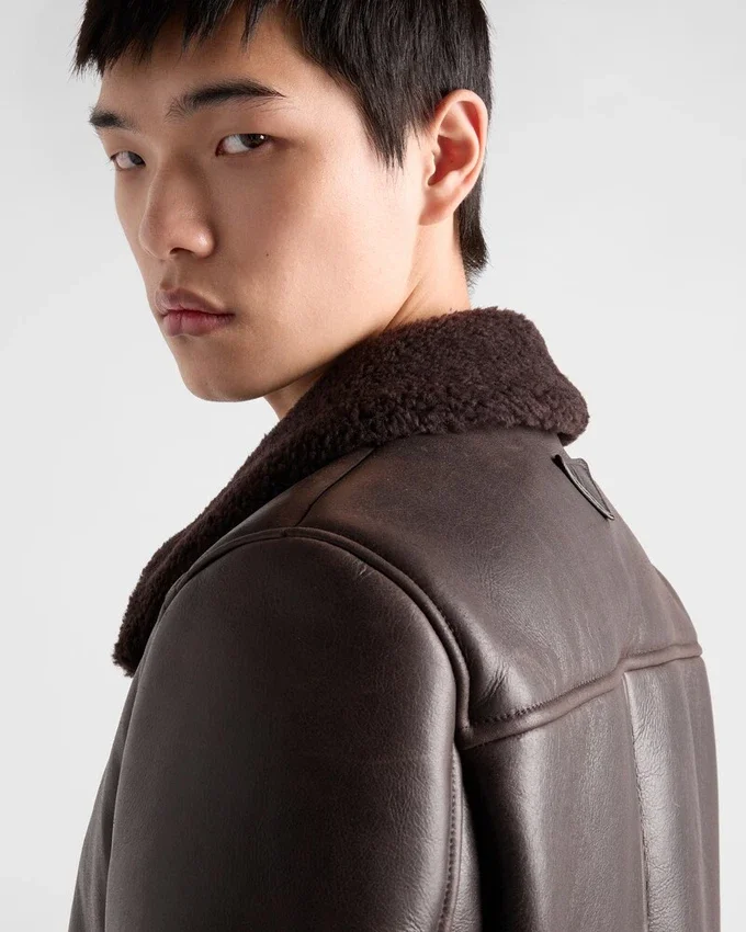 Chaqueta de cuero y piel de oveja Chaqueta de cuero y piel de oveja