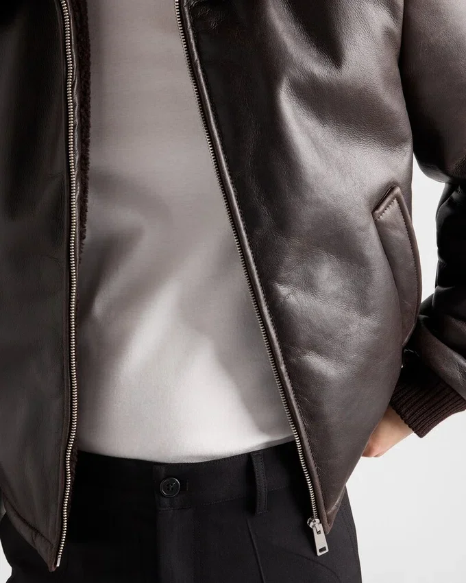 Chaqueta de cuero y piel de oveja Chaqueta de cuero y piel de oveja
