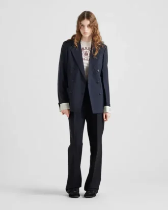 Chaqueta de doble botonadura de mohair de cabrito