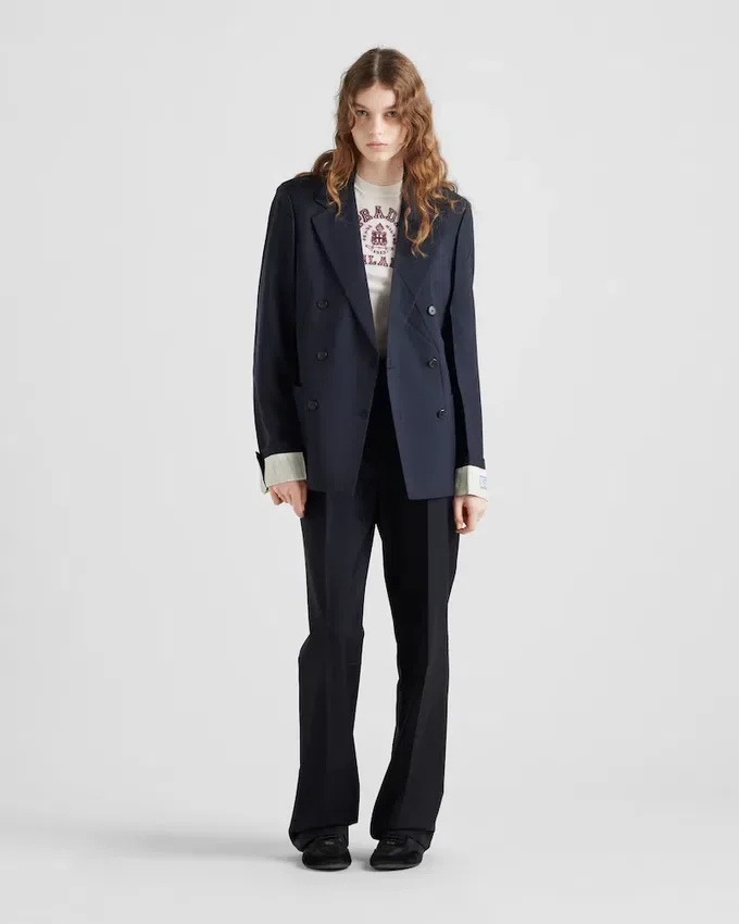 Chaqueta de doble botonadura de mohair de cabrito Chaqueta de doble botonadura de mohair de cabrito