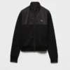 Chaqueta de felpa de algodón con cremallera y detalles de Re-Nylon