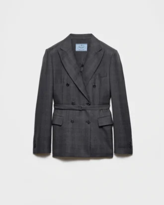 Chaqueta de lana a cuadros con doble botonadura