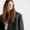Chaqueta de lana con diseño en chevron y corte de una sola fila Chaqueta de lana con diseño en chevron y corte de una sola fila