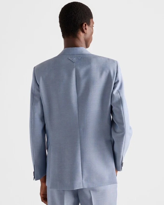 Chaqueta de lana y mohair de un solo pecho Chaqueta de lana y mohair de un solo pecho