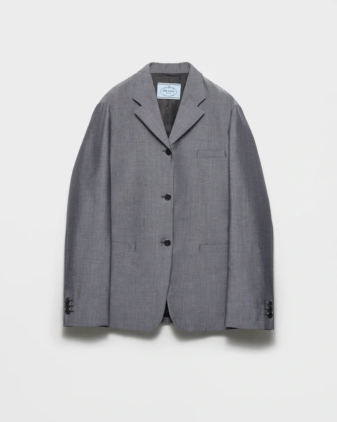 Chaqueta de mohair de cabrito de un solo pecho Chaqueta de mohair de cabrito de un solo pecho
