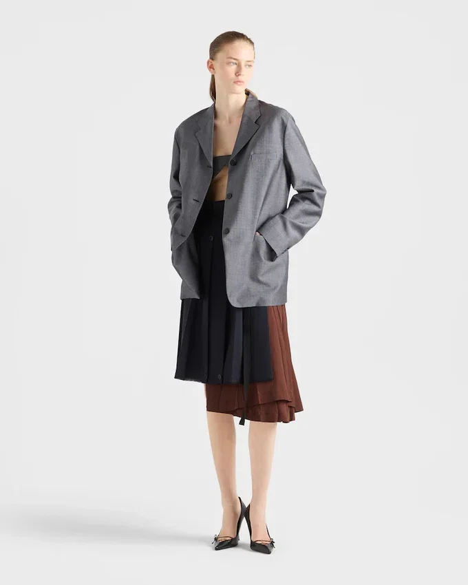 Chaqueta de mohair de cabrito de un solo pecho Chaqueta de mohair de cabrito de un solo pecho