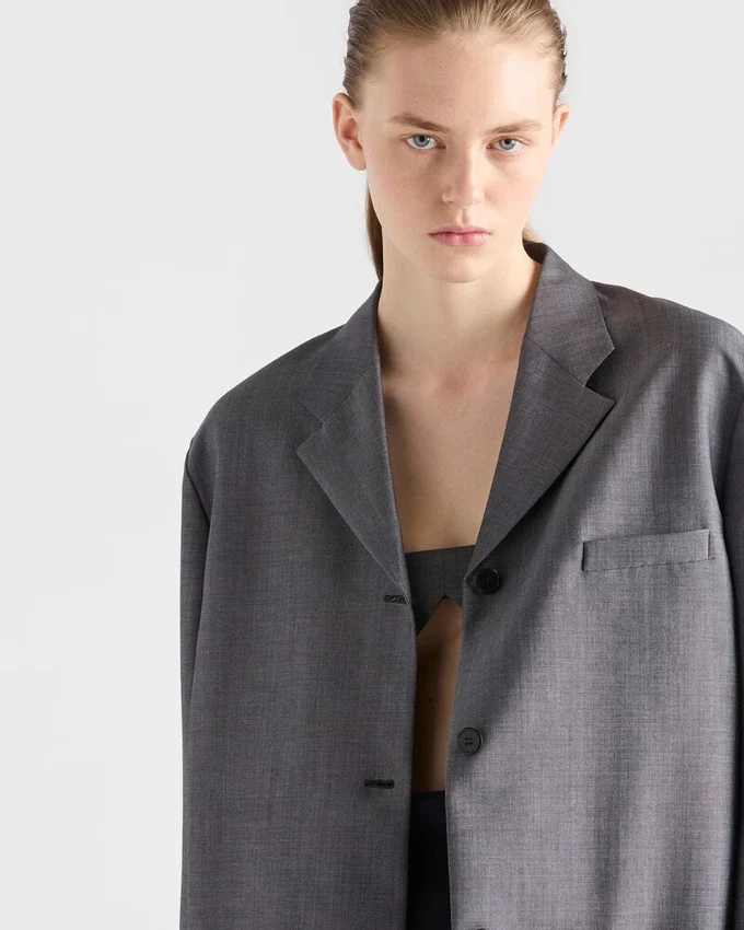 Chaqueta de mohair de cabrito de un solo pecho Chaqueta de mohair de cabrito de un solo pecho