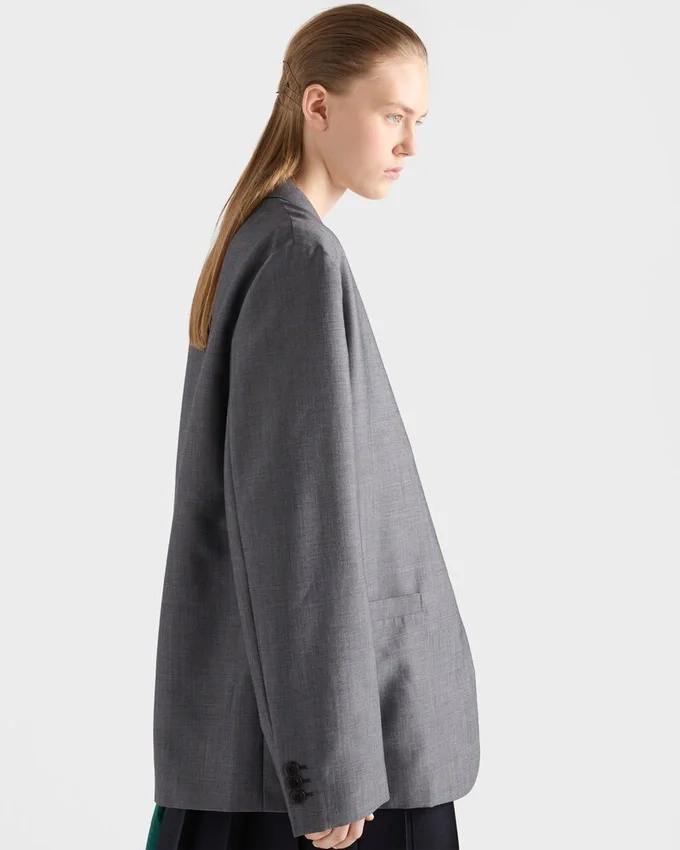 Chaqueta de mohair de cabrito de un solo pecho Chaqueta de mohair de cabrito de un solo pecho