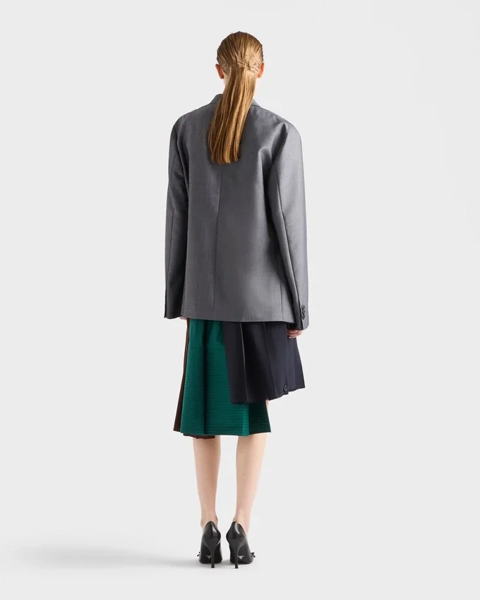 Chaqueta de mohair de cabrito de un solo pecho Chaqueta de mohair de cabrito de un solo pecho
