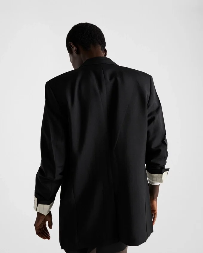 Chaqueta de mohair de cabrito de un solo pecho Chaqueta de mohair de cabrito de un solo pecho
