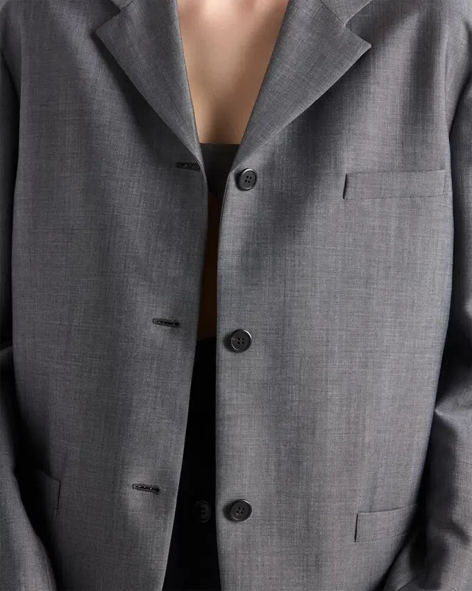 Chaqueta de mohair de cabrito de un solo pecho Chaqueta de mohair de cabrito de un solo pecho