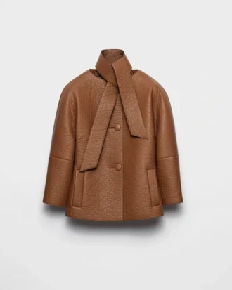 Chaqueta de piel napa con bufanda