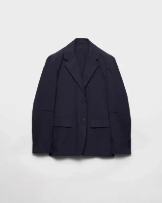 Chaqueta de popelín elástico de un solo pecho
