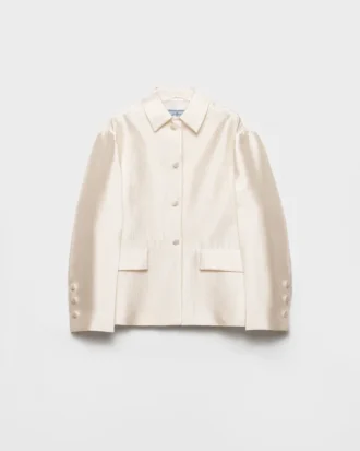 Chaqueta de seda y lana de un solo pecho