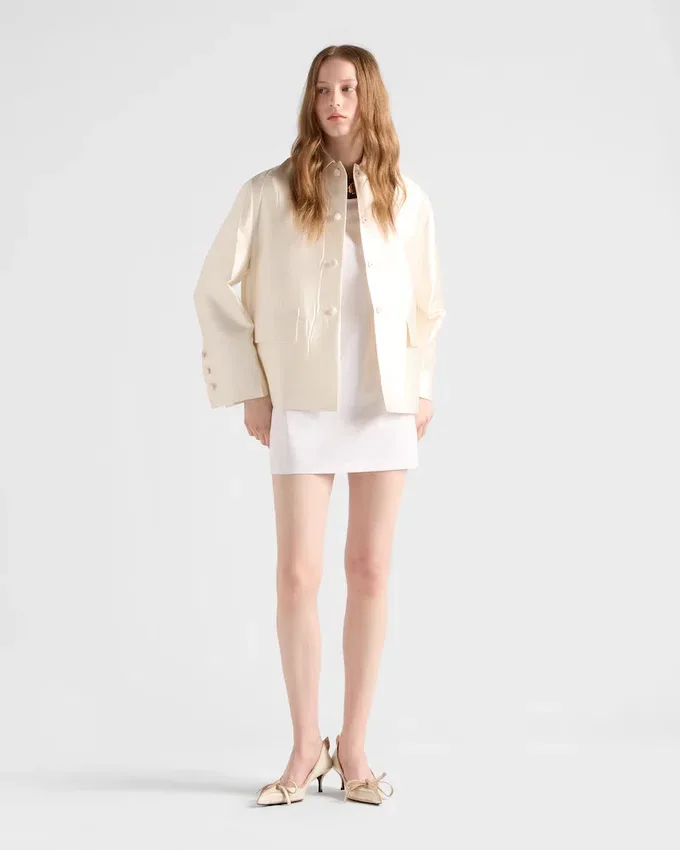 Chaqueta de seda y lana de un solo pecho Chaqueta de seda y lana de un solo pecho