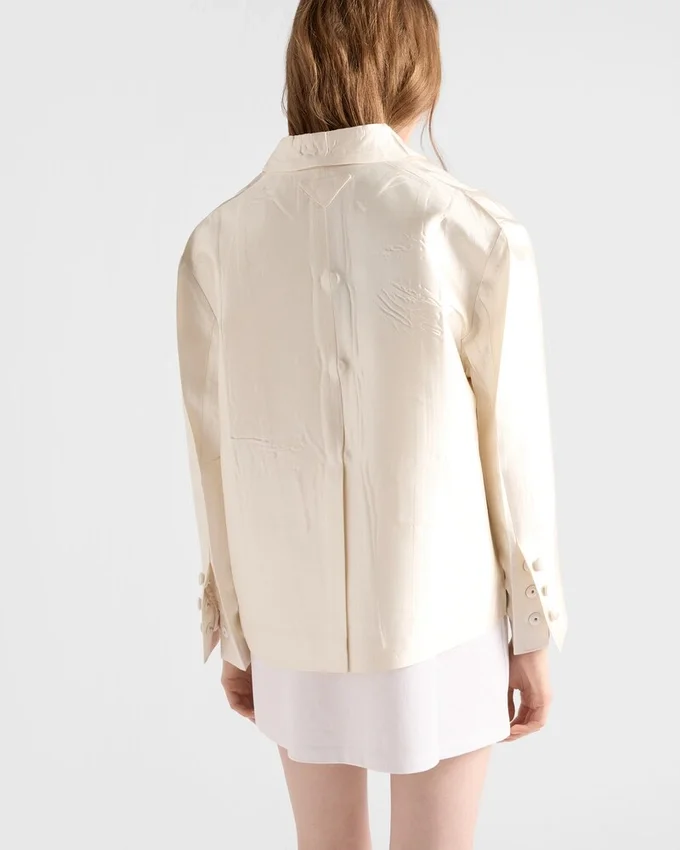 Chaqueta de seda y lana de un solo pecho Chaqueta de seda y lana de un solo pecho