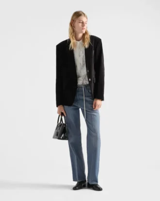 Chaqueta de terciopelo de un solo pecho
