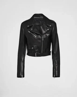 Chaqueta motera de piel napa