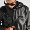 Chaqueta reversible de piel napa y Re-Nylon Chaqueta reversible de piel napa y Re-Nylon