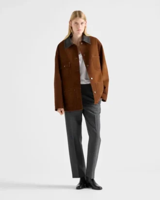 Chaqueta tipo cabán de gamuza