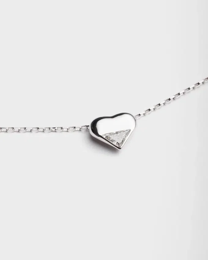 Collar Eternal Gold Nano Heart en oro blanco con diamante creado en laboratorio Collar Eternal Gold Nano Heart en oro blanco con diamante creado en laboratorio