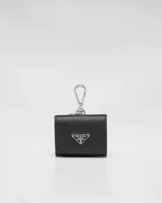 Estuche para audífonos de piel Saffiano con llavero