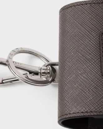 Estuche para audífonos de piel Saffiano con llavero