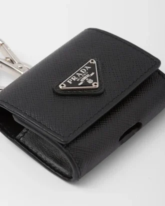 Estuche para audífonos de piel Saffiano con llavero