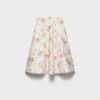 Falda circular de satén acolchado con estampado floral Falda circular de satén acolchado con estampado floral