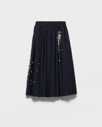 Falda midi con puntada de rush bordada
