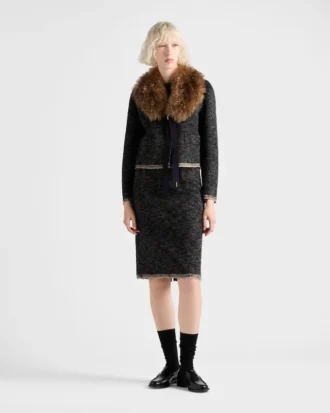 Falda midi de doble tweed