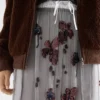 Falda midi de gasa bordada Falda midi de gasa bordada