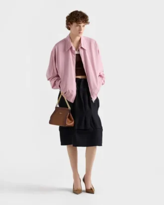 Falda midi de lana Chevron