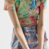 Falda midi de popelín a cuadros Falda midi de popelín a cuadros