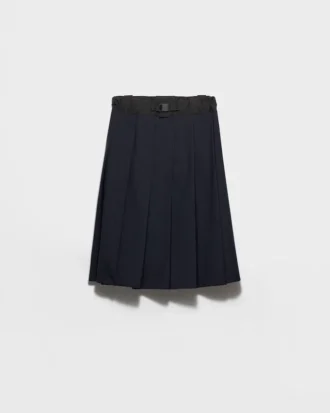 Falda midi de tejido técnico y hopsack Falda midi de tejido técnico y hopsack